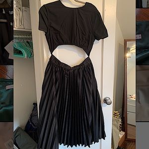 ByEgreis Black cutout fan-skirt dress